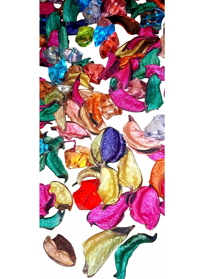 A set of 2 bags of dried rose petals with multi-colored crystals for decoration and parties, wedding gifts, and many other uses. - Image 3