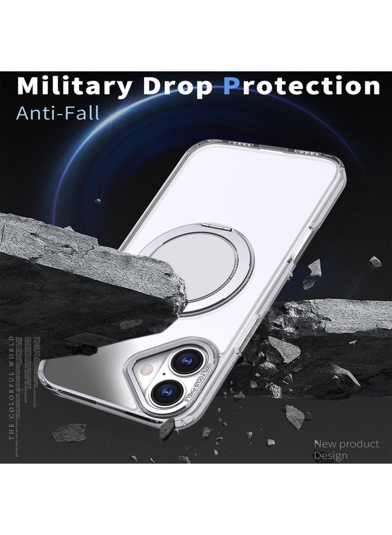 X-level Magnetic Case for iPhone 16, Compatible with MagSafe,Built-in 360°Rotatable Magnetic Stand Ring, Industrial Grade Drop Tested Protection Case for iPhone 16,Transparent - Image 3