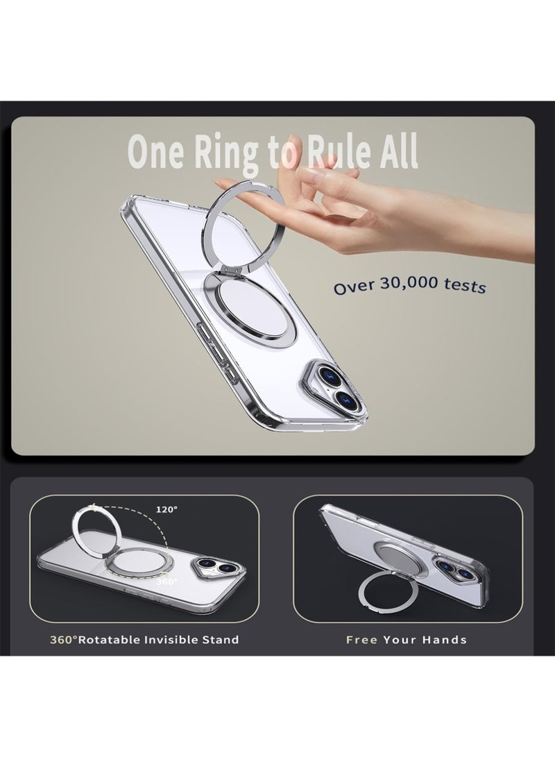 X-level Magnetic Case for iPhone 16, Compatible with MagSafe,Built-in 360°Rotatable Magnetic Stand Ring, Industrial Grade Drop Tested Protection Case for iPhone 16,Transparent - Image 4