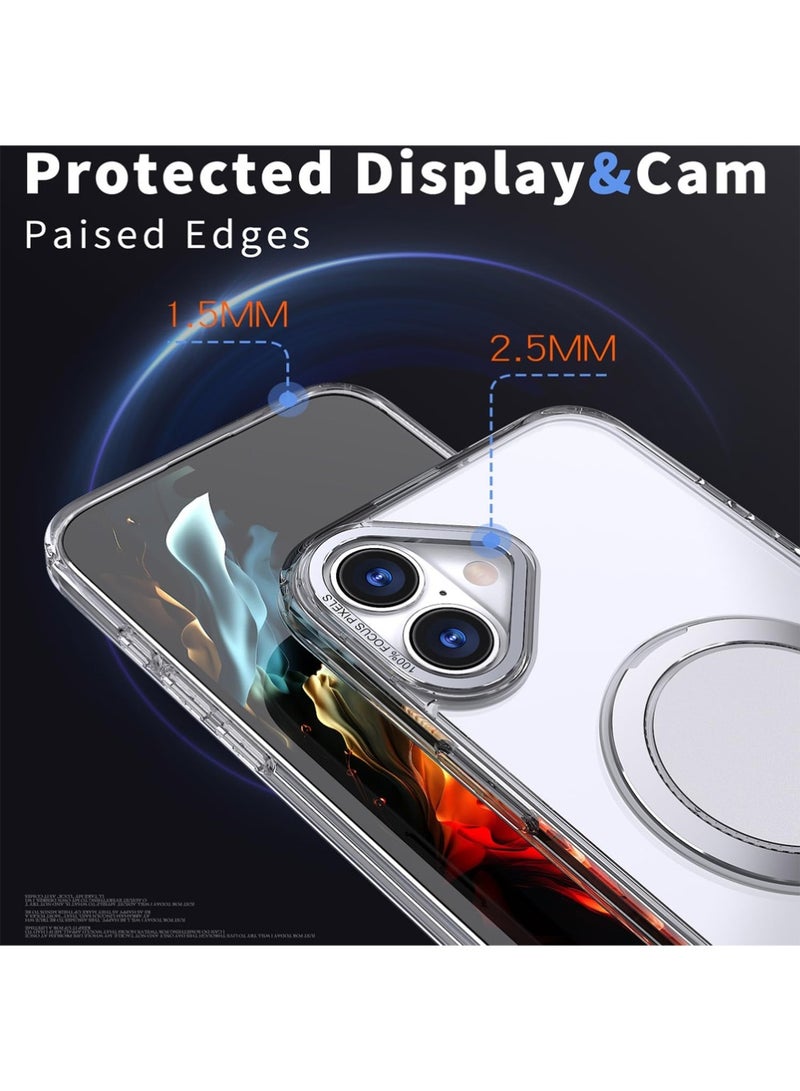 X-level Magnetic Case for iPhone 16, Compatible with MagSafe,Built-in 360°Rotatable Magnetic Stand Ring, Industrial Grade Drop Tested Protection Case for iPhone 16,Transparent - Image 5