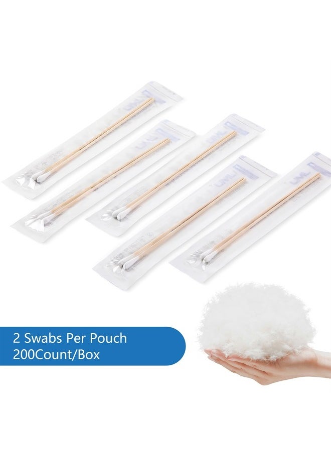 JMU - 6 Inch Sterile Cotton Tipped Applicators, 200 Count Long Cotton Swabs, Wood Shaft Medical Swabs - Image 1