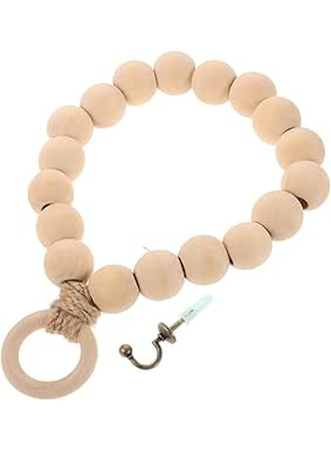 Wood Bead Towel Holder Ring Rustic Bathroom Kitchen Towel Hanger Easy Installation Decor - Image 1