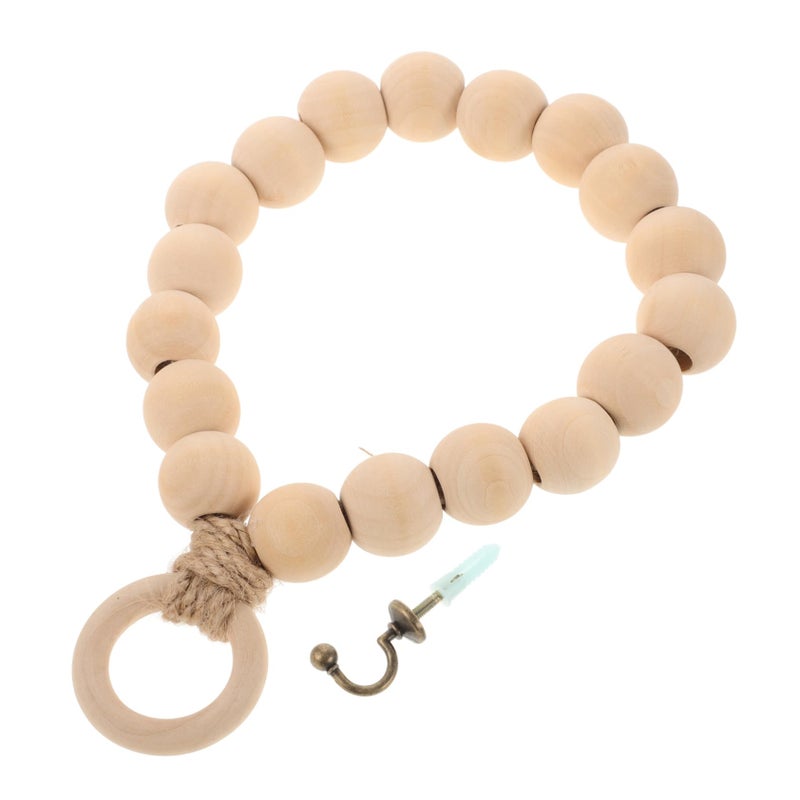 Wood Bead Towel Holder Ring Rustic Bathroom Kitchen Towel Hanger Easy Installation Decor - Image 2