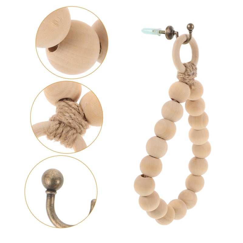 Wood Bead Towel Holder Ring Rustic Bathroom Kitchen Towel Hanger Easy Installation Decor - Image 4