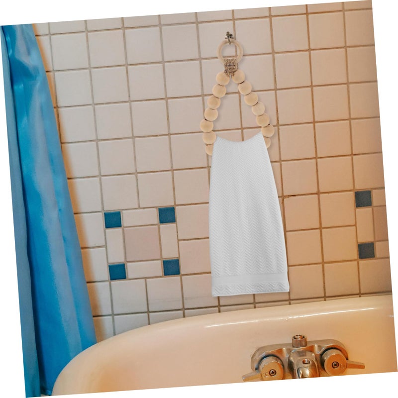 Wood Bead Towel Holder Ring Rustic Bathroom Kitchen Towel Hanger Easy Installation Decor - Image 5