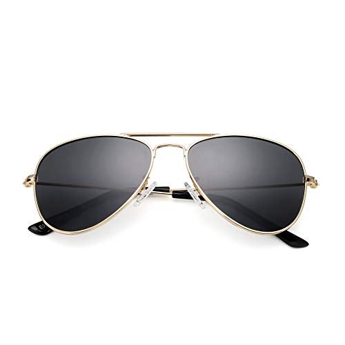 COASION Classic Polarized Small Aviator Sunglasses for Kids Baby Girls Boys Age 2-10 50MM (Gold Frame/Grey Lens) - Image 5