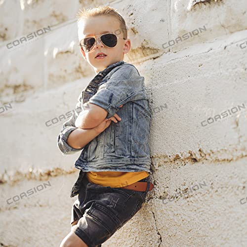 COASION Classic Polarized Small Aviator Sunglasses for Kids Baby Girls Boys Age 2-10 50MM (Gold Frame/Grey Lens) - Image 4