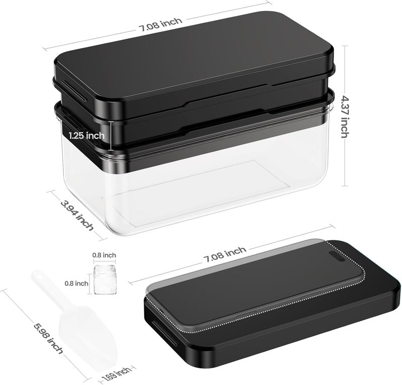 PHINOX Ice Cube Tray with Lid and Bin, 64 pcs Ice Trays for Freezer, Ice Cube Trays for Freezer with 2 trays, Container, Lid & Ice Scoop, BPA Free, Black - Image 3