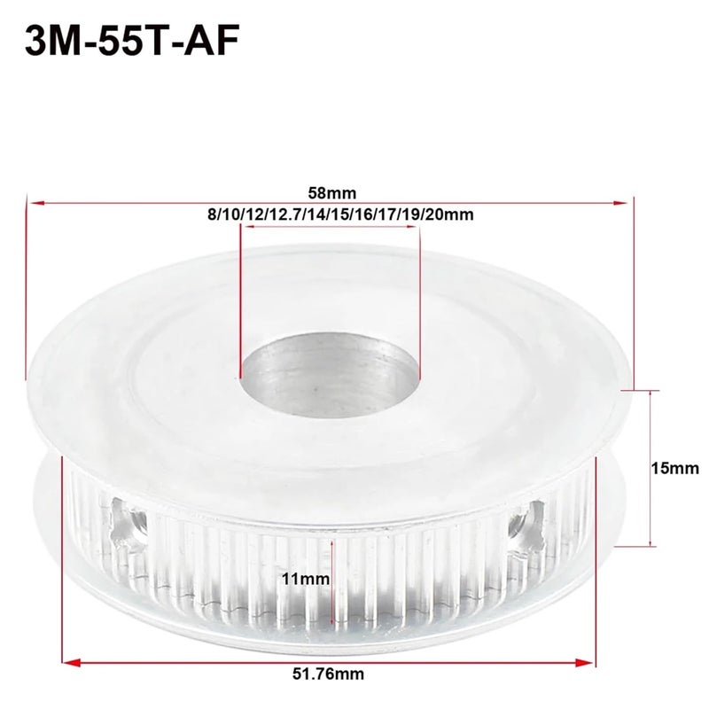 HTD3M 55T Toothed Wheel Pulley 15mm Bore 16mm Width For 3D Printer Transmission - Image 3