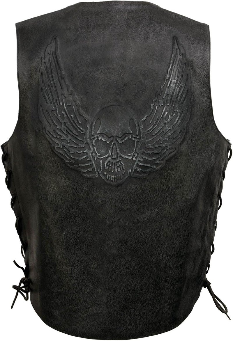 EVENT LEATHER Men's Mayhem Genuine Leather Motorcycle Vest - Image 1