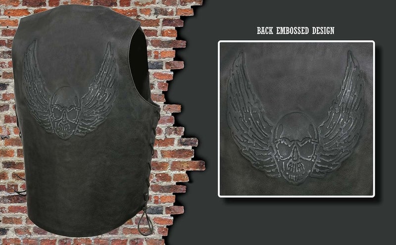 EVENT LEATHER Men's Mayhem Genuine Leather Motorcycle Vest - Image 2