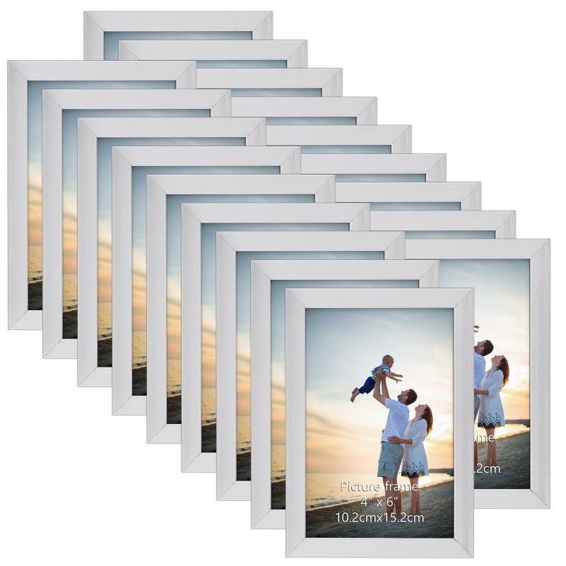 Hoikwo 18 Packs 4x6 Silver Multi Picture Frames Set for Family Photos  Artwork  Light Weight Bulk 4 by 6 Frames Pack for Wall Hanging and Table  Stylish Picture Frames - Image 1