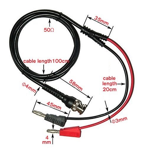 Amadget Coaxial Cable BNC Male to Dual Banana Plug Test Lead for Oscilloscope - Image 3