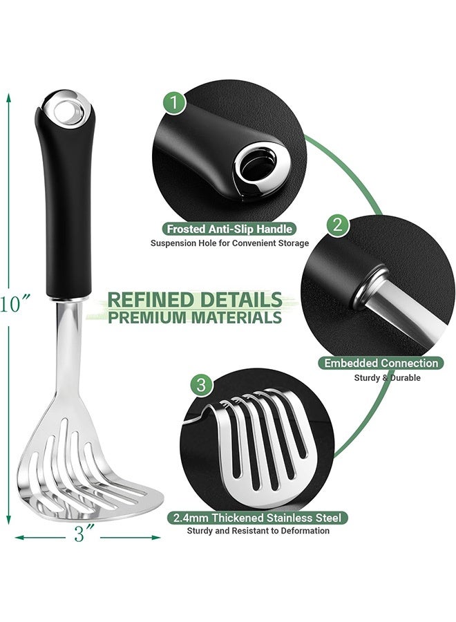 Potato Masher Stainless Steel Heavy Duty Mashed Potato Masher Kitchen Tool for Mashed Potatoes, Bean,Vegetable,Fruits, Avocados, Meat,Dishwasher Safe, 10 Inch  - Image 4