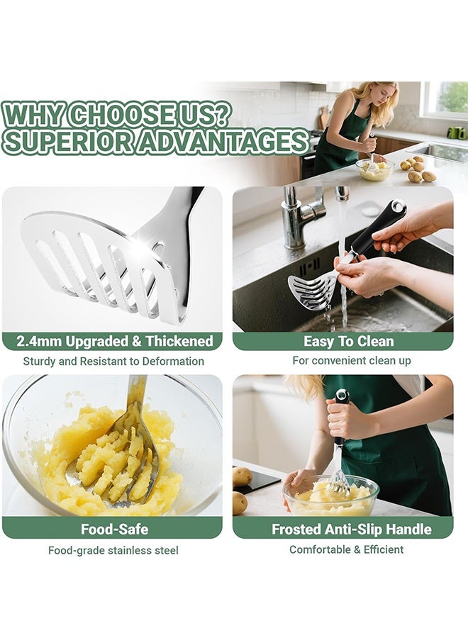 Potato Masher Stainless Steel Heavy Duty Mashed Potato Masher Kitchen Tool for Mashed Potatoes, Bean,Vegetable,Fruits, Avocados, Meat,Dishwasher Safe, 10 Inch  - Image 3