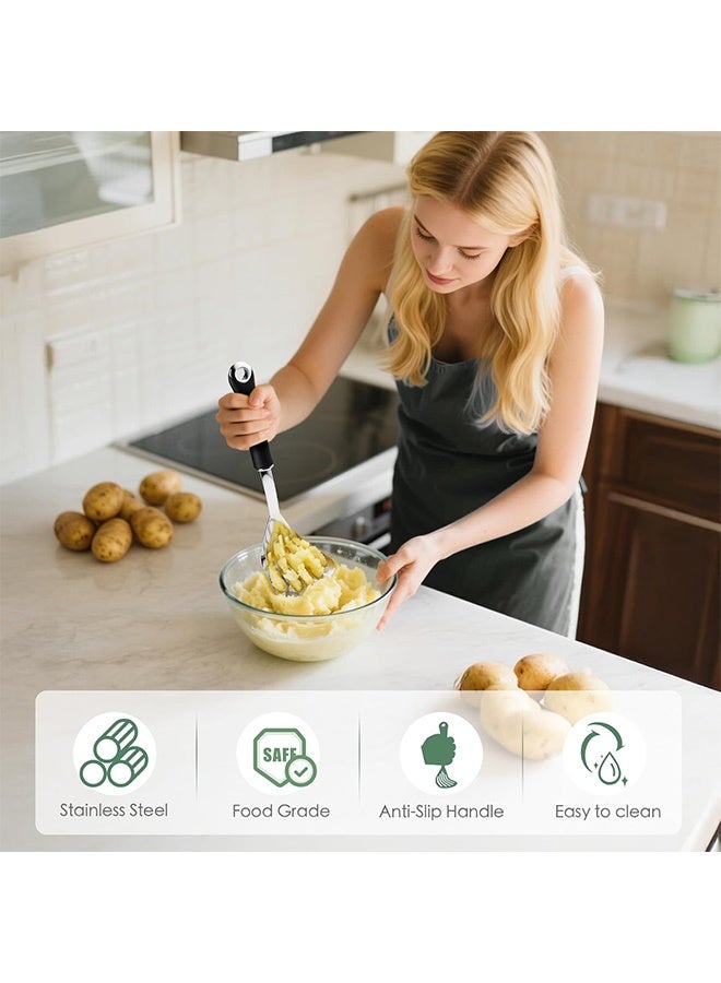 Potato Masher Stainless Steel Heavy Duty Mashed Potato Masher Kitchen Tool for Mashed Potatoes, Bean,Vegetable,Fruits, Avocados, Meat,Dishwasher Safe, 10 Inch  - Image 5