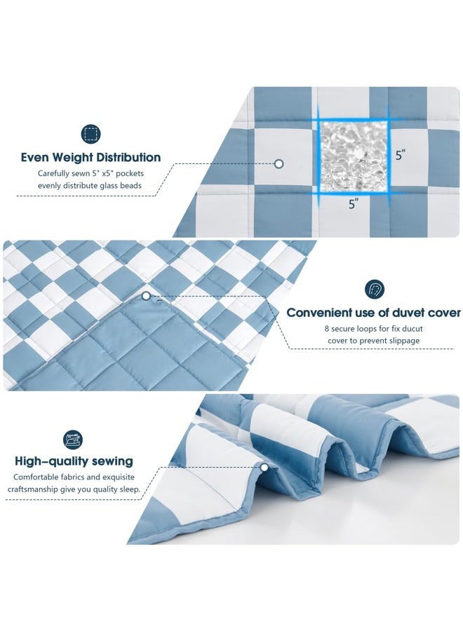BETU Blue Checkered Weighted Blanket for Adults 20lbs, 48"x72" Twin Size, Cooling Heavy Blanket for 130-220lbs with Premium Glass Beads, Soft Thick Big Blankets for All-Season Sleeping Comfort Breathable - Image 5