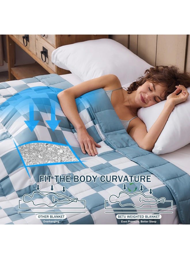 BETU Blue Checkered Weighted Blanket for Adults 20lbs, 48"x72" Twin Size, Cooling Heavy Blanket for 130-220lbs with Premium Glass Beads, Soft Thick Big Blankets for All-Season Sleeping Comfort Breathable - Image 3