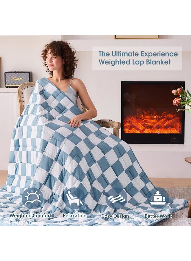 BETU Blue Checkered Weighted Blanket for Adults 20lbs, 48"x72" Twin Size, Cooling Heavy Blanket for 130-220lbs with Premium Glass Beads, Soft Thick Big Blankets for All-Season Sleeping Comfort Breathable - Image 2