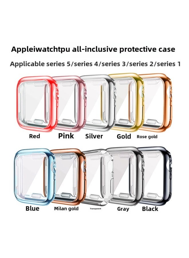 Generic - Suitable For Iwatch Apple Watch TPU Soft Case S2-10 Electroplated Color Drop-resistant All-inclusive Neutral Case-Color:Grey-Exterior Dimension:S2/3- 38mm With Carton Packaging - Image 1