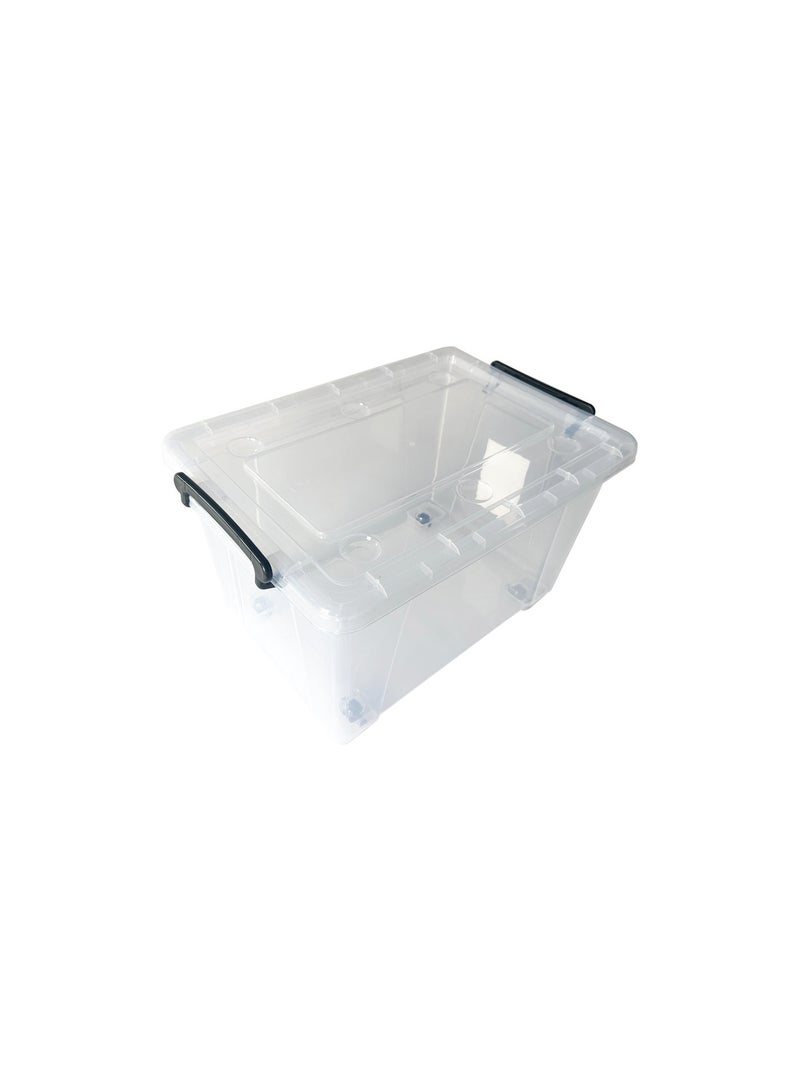 Marcolo Storage Box 38L Transparent Plastic Organizer with Wheels and Lid Multipurpose Storage Container - Image 3