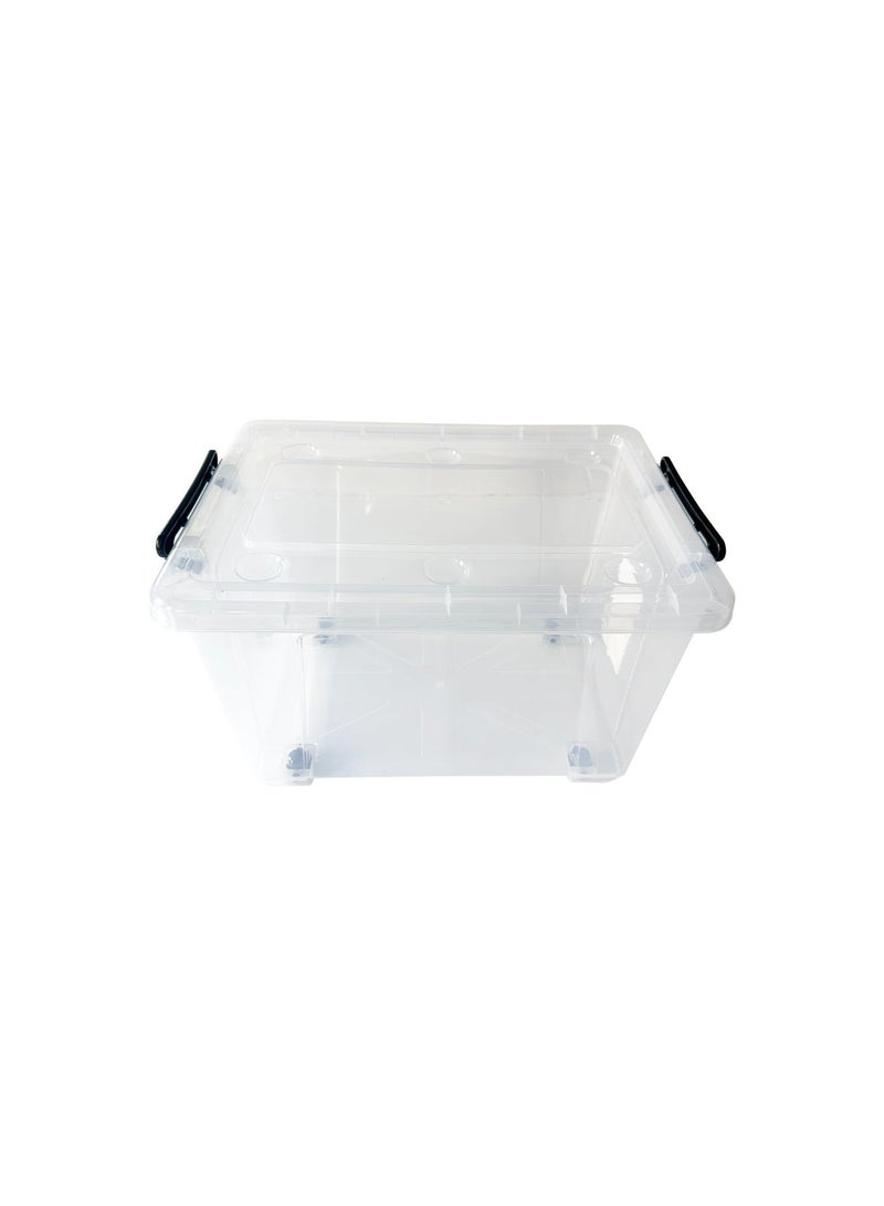 Marcolo Storage Box 38L Transparent Plastic Organizer with Wheels and Lid Multipurpose Storage Container - Image 1