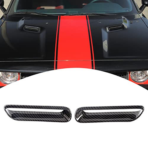 PDKLIN for Challenger Hood Scoop Vent Cover Trim Bezel Carbon Fiber for Dodge Challenger 2009 2010 2011 2012 2013 2014 Black Carbon Fiber Exterior Accessories 2pcs - Image 1