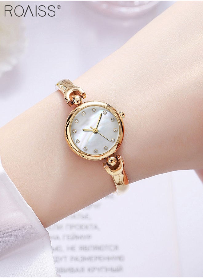 roaiss - Women's Bracelet Quartz Watch with Analog Display Round White Dial and Rhinestones Decoration Waterproof Elegant Wristwatch as Gift for Ladies - Image 1