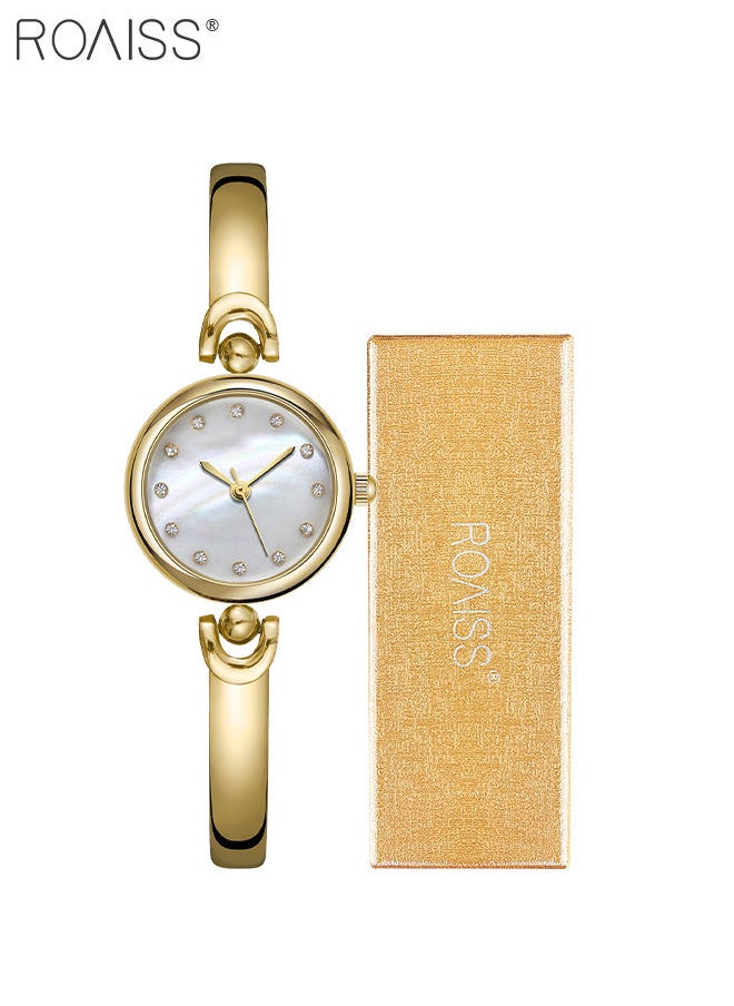 roaiss - Women's Bracelet Quartz Watch with Analog Display Round White Dial and Rhinestones Decoration Waterproof Elegant Wristwatch as Gift for Ladies - Image 1