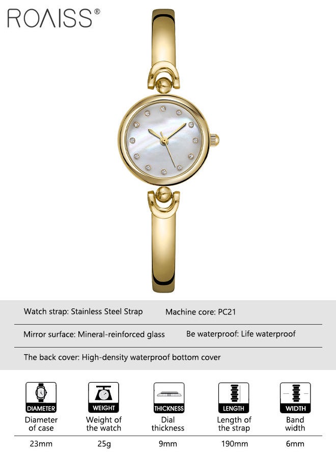 roaiss - Women's Bracelet Quartz Watch with Analog Display Round White Dial and Rhinestones Decoration Waterproof Elegant Wristwatch as Gift for Ladies - Image 1