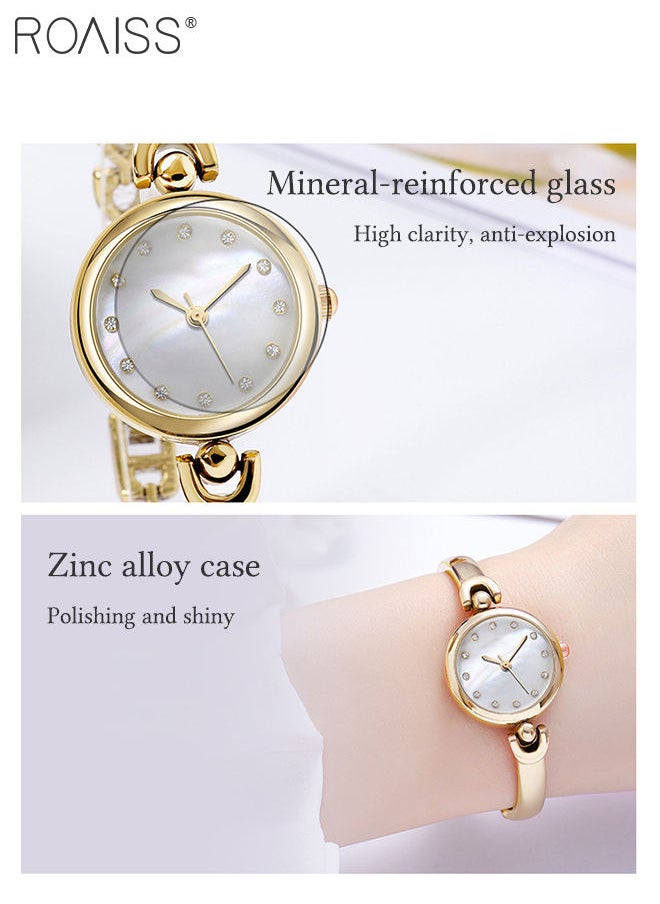 roaiss - Women's Bracelet Quartz Watch with Analog Display Round White Dial and Rhinestones Decoration Waterproof Elegant Wristwatch as Gift for Ladies - Image 1
