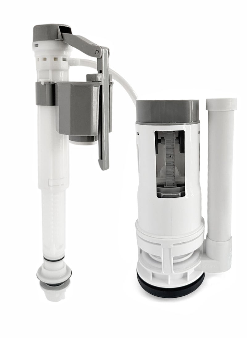 Maxton Maxton Toilet Flush System, Dual Flush SS Valve with Push Button, ABS Material, UAE Standard With 1 Year Replacement Warranty - 20 CM (MET 01) - Image 1