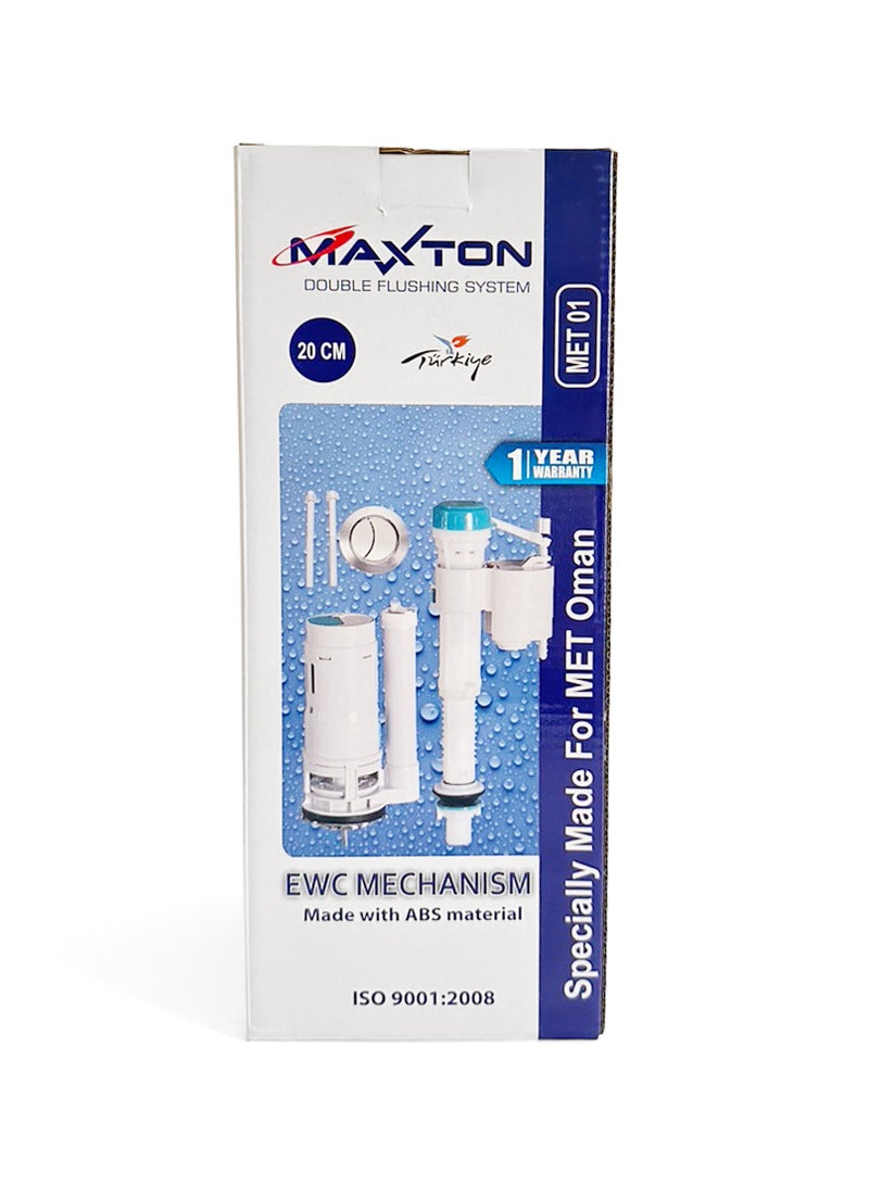 Maxton Maxton Toilet Flush System, Dual Flush SS Valve with Push Button, ABS Material, UAE Standard With 1 Year Replacement Warranty - 20 CM (MET 01) - Image 4