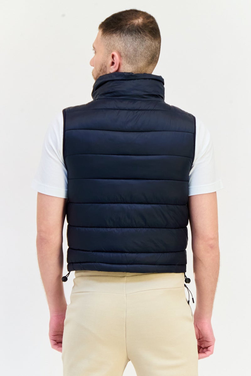Bearpaw Men High Neck Quilted Jacket Vest, Black  - Image 3