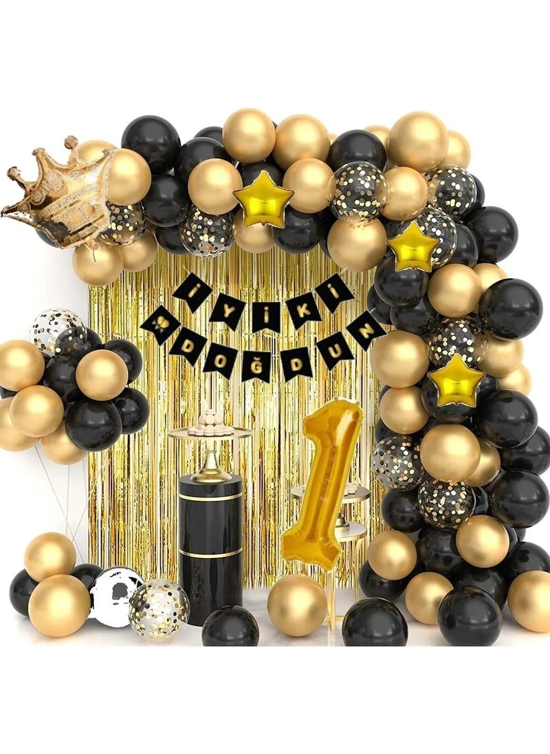 Bkmc Starry King Crown 1st Year Balloon Chain Birthday Set Happy Birthday -2-In Its Newest Form  - Image 1