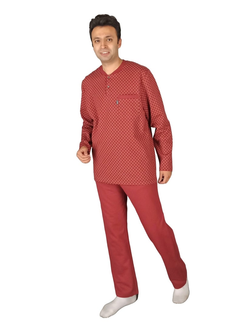 Jet "Men Winter Pajama Set Long Sleeve & Long Pants - Burgundy  - Image 1