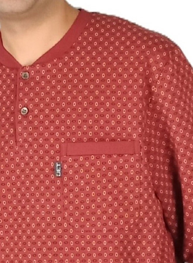Jet "Men Winter Pajama Set Long Sleeve & Long Pants - Burgundy  - Image 3