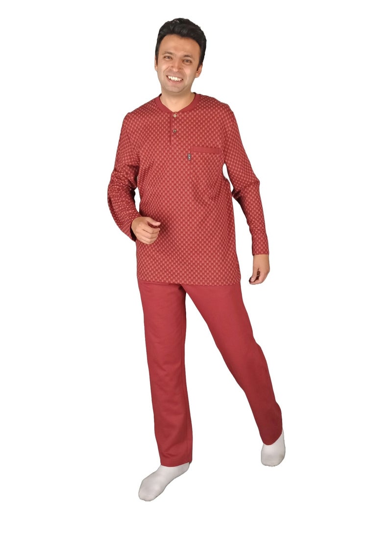 Jet "Men Winter Pajama Set Long Sleeve & Long Pants - Burgundy  - Image 2