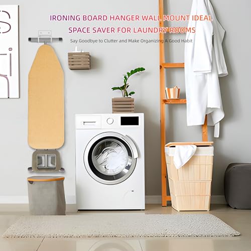 BiJun Ironing Board Holder Wall Mount, Ironing Board Hanger with 5 Inch Length, Iron Board Hook Wall Mount for Laundry Rooms (White) - Image 2