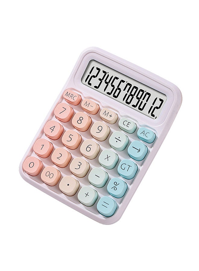 Generic Cute Calculator 12 Digit Large LCD Display Big Round Button Gradient Candy Colored Dual Power Supply Calculator Suitable for Office School Home for Kids Students Accountant  - Image 3