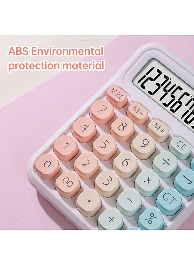 Generic Cute Calculator 12 Digit Large LCD Display Big Round Button Gradient Candy Colored Dual Power Supply Calculator Suitable for Office School Home for Kids Students Accountant  - Image 5