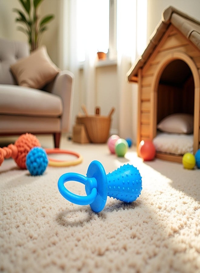 Junfamilee Blue Dserw Dog Pacifier Chew Toys, Mini Bite Resistant Bell Shape Rubber Pacifier Pet Puppy Molar Chew Training Toy, Bell Chewing Playing Training Toys, for Pet Puppy Dog Cat, Chew Toys - Image 4