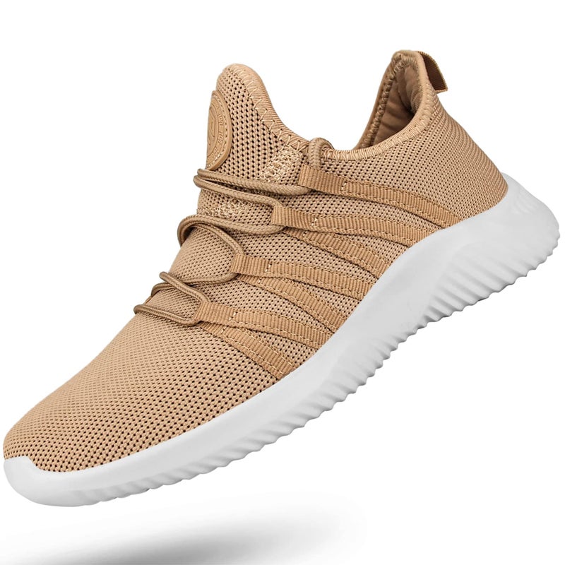 Feethit Womens Slip On Running Shoes Non Slip Walking Shoes Lightweight Gym Workout Shoes Breathable Fashion Sneakers All Sandy Size 9 - Image 1