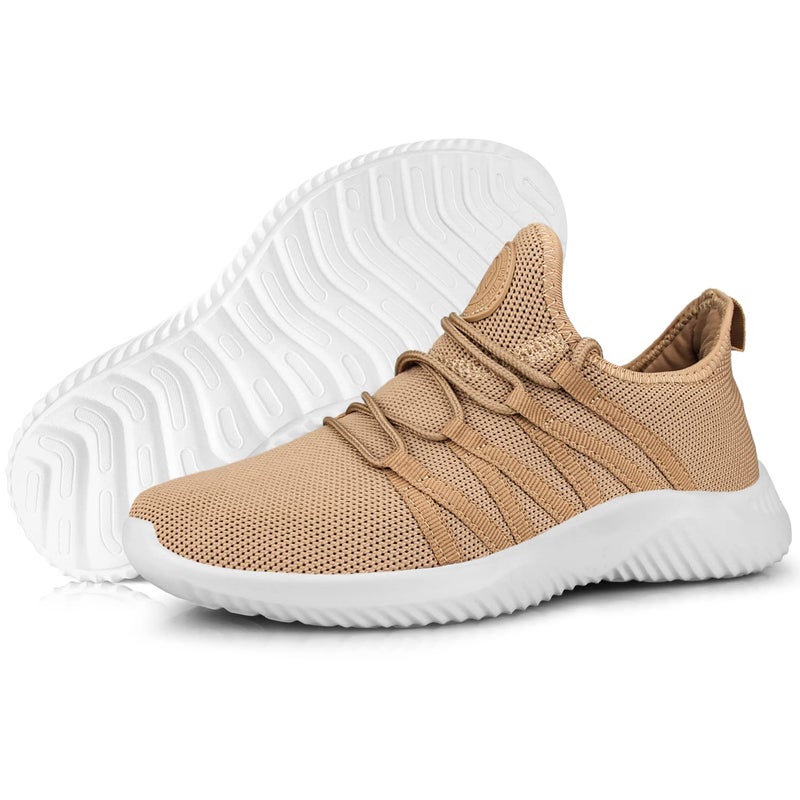 Feethit Womens Slip On Running Shoes Non Slip Walking Shoes Lightweight Gym Workout Shoes Breathable Fashion Sneakers All Sandy Size 9 - Image 4