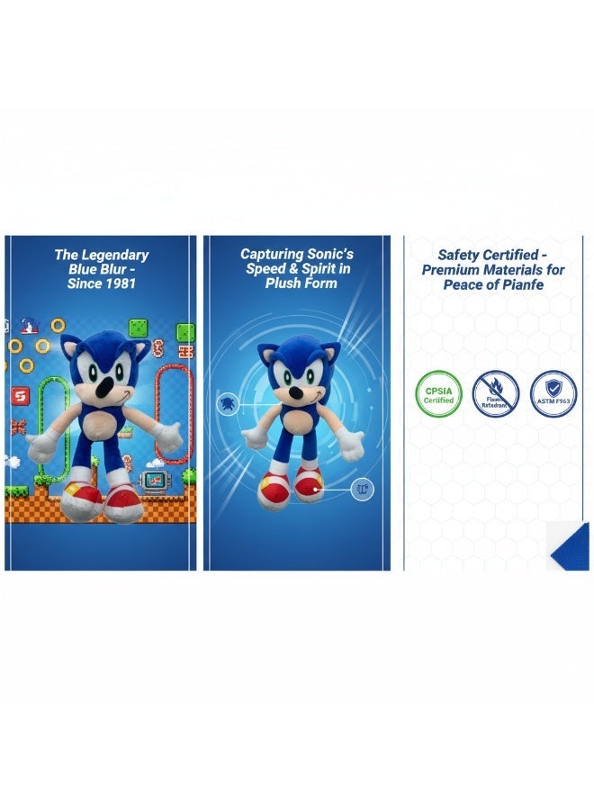 16-inch Sonic Hedgehog Plush Toy | Classic Sonic Plush Animal Toy | Gift for Movie Fans, Boys and Girls | Blue - Image 4