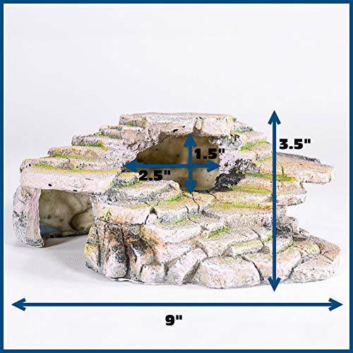Penn Plax PENN-PLAX Reptology Shale Scape Step Ledge & Cave Hideout – Basking Area - Decorative Resin for Aquariums & Terrariums – Great for Reptiles, Amphibians, and Fish – Medium - Image 2