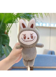 xppier Labubu Doll, Labubu Plush Toy Keychain Charm Gift Frown Rag Grey, 15cm 