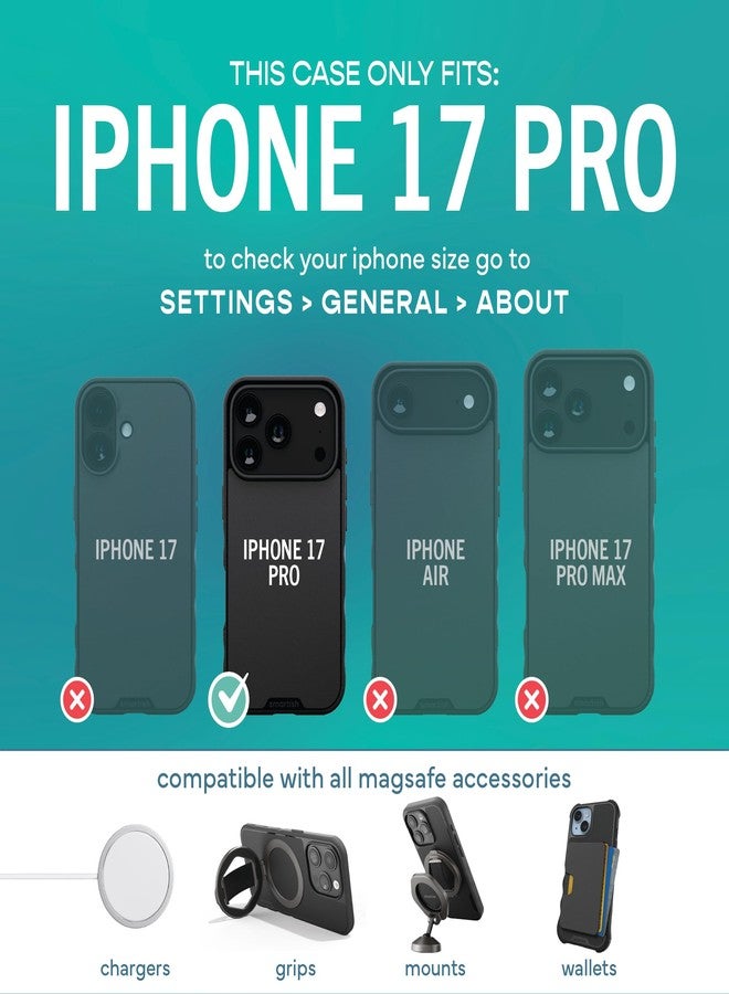 Smartish® iPhone 17 Pro MagSafe Case - Gripmunk w/Camera Control Protection, Magnetic Slim Case [Lightweight + Protective] Thin Grip w/Microfiber Lining for iPhone 17 Pro - Black Tie Affair - Image 5