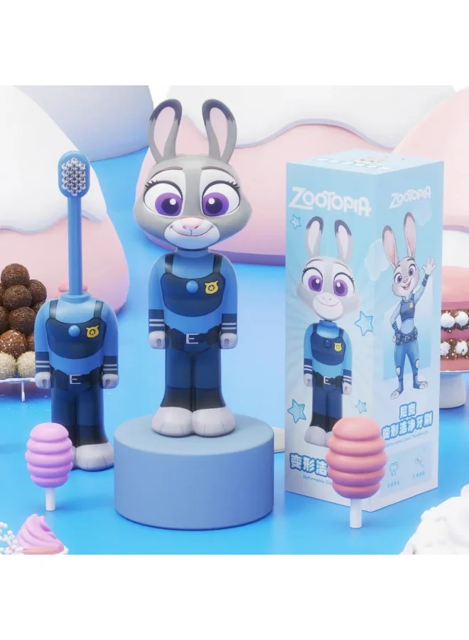 Disney judy Zootopia Baby Toothbrush with Nick & Judy Character Design, Soft Bristles Kids Toothbrush, Transformable Cartoon Toothbrush for Boys & Girls