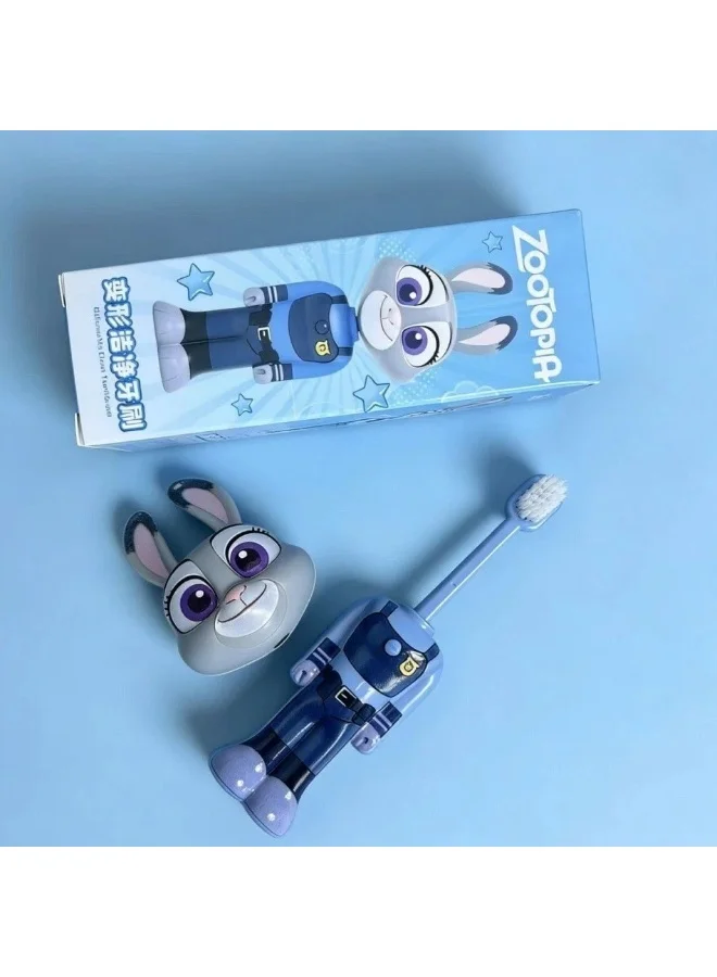 Disney judy Zootopia Baby Toothbrush with Nick & Judy Character Design, Soft Bristles Kids Toothbrush, Transformable Cartoon Toothbrush for Boys & Girls